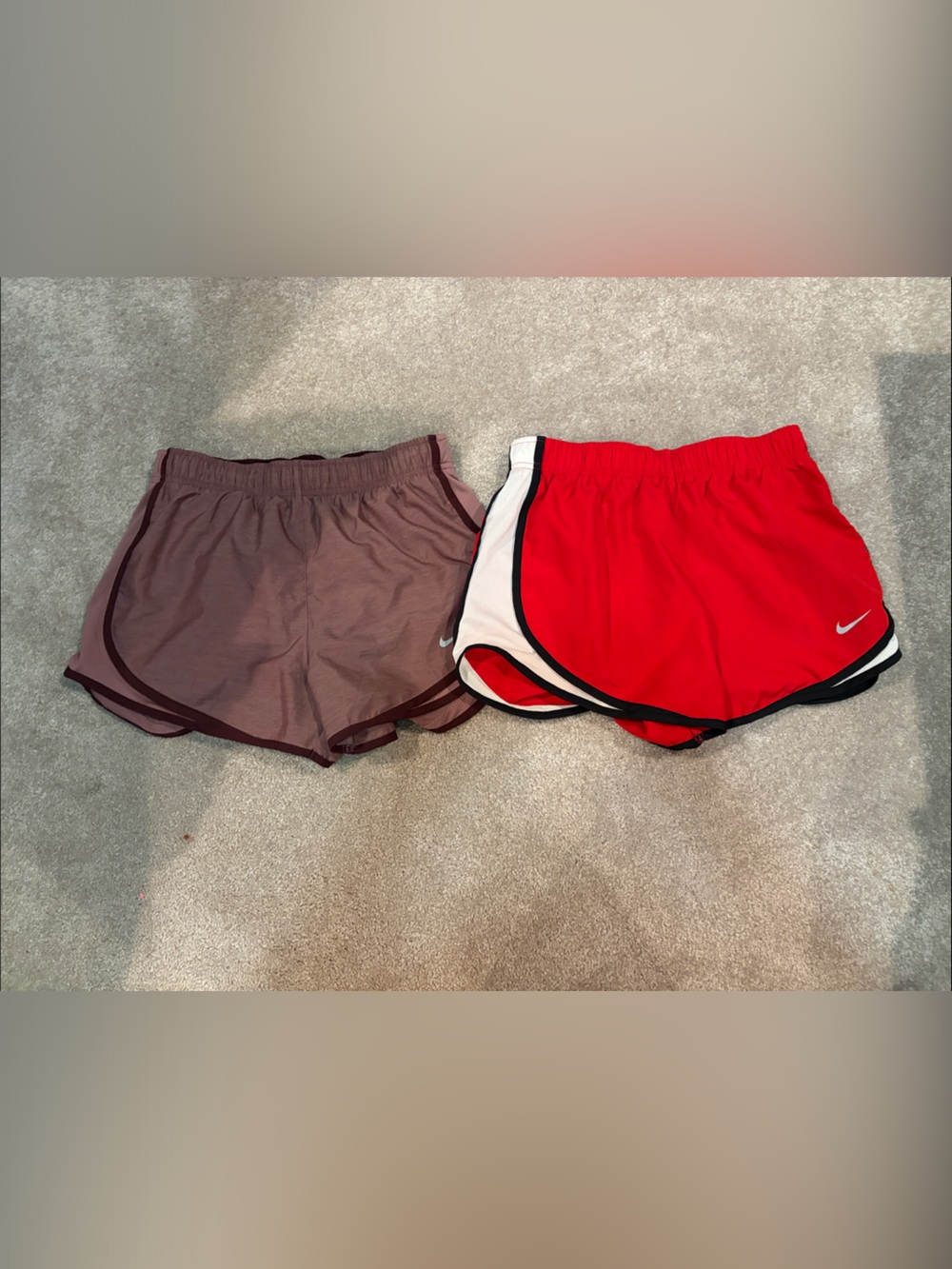 Nike Women's Red and Purple Athletic Shorts Duo